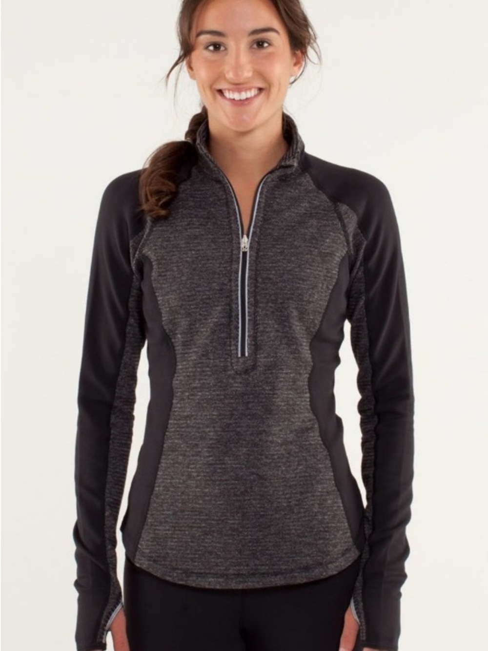 Lululemon Run:U-Turn Pullover Charcoal Grey Quarter-Zip Pullover Sweatshirt Sz 8